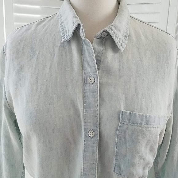 Joe's Jeans Linen button down w/open sleeves sz SM - Picture 2 of 8